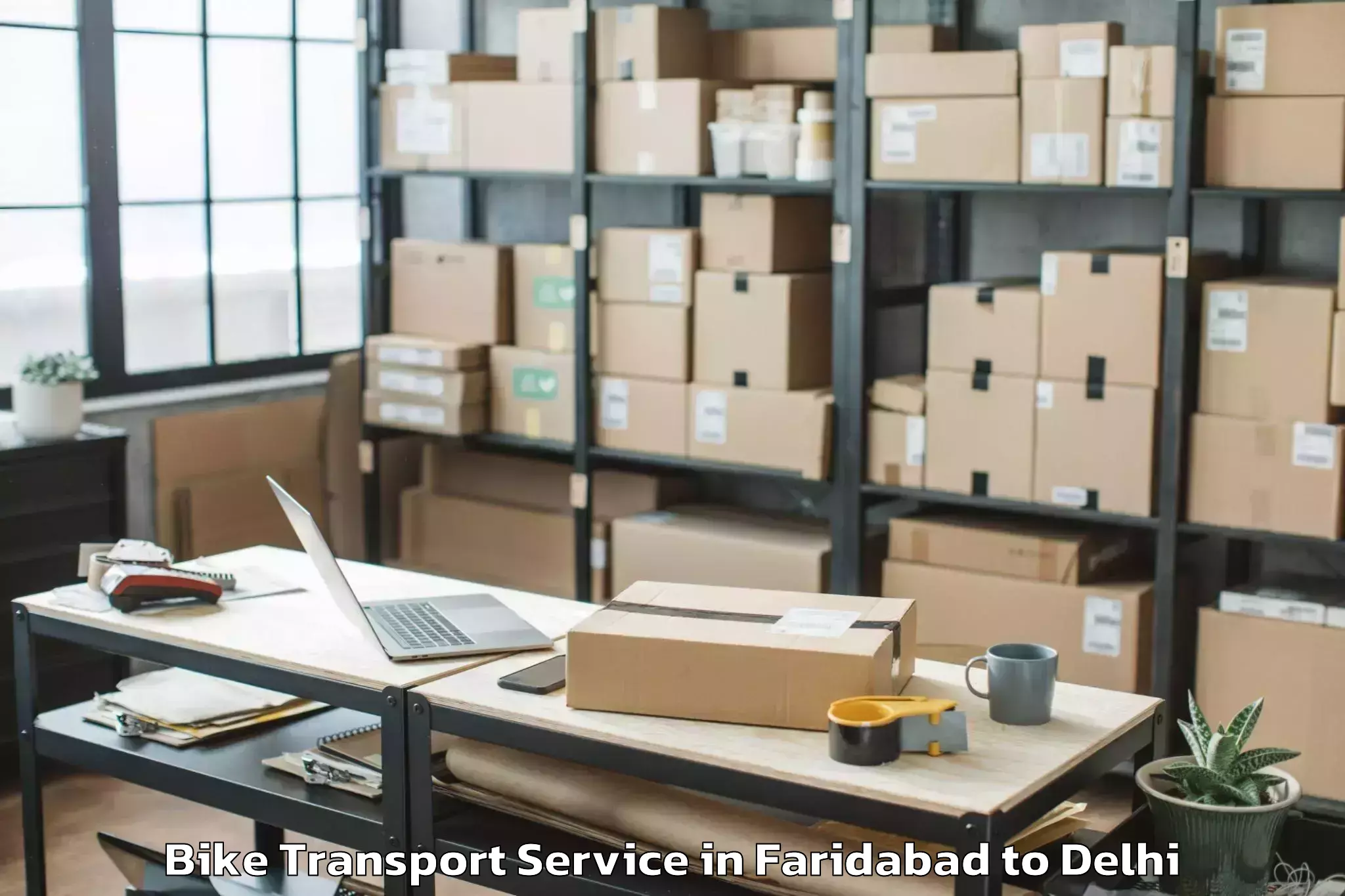 Reliable Faridabad to Pacific D21 Mall Bike Transport